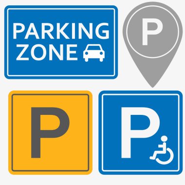 Vektör Icon set otopark. Park alanı vektör çizim.