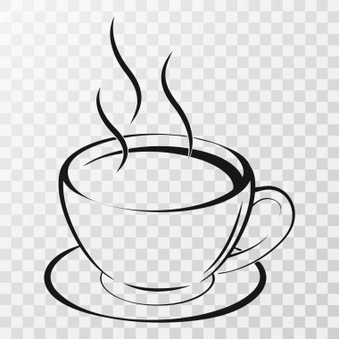 Espresso simgesi. Güçlü kahve espresso fincan ve duman. Vektör çizim