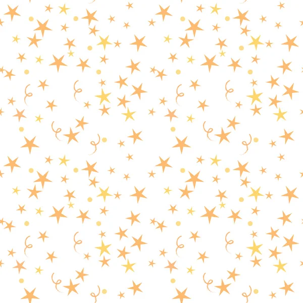 Estrelas douradas. Celebração Confetti, caindo decoração abstrata dourada para festa, aniversário comemorar, aniversário ou evento, festivo. Decoração do festival. Ilustração vetorial — Vetor de Stock