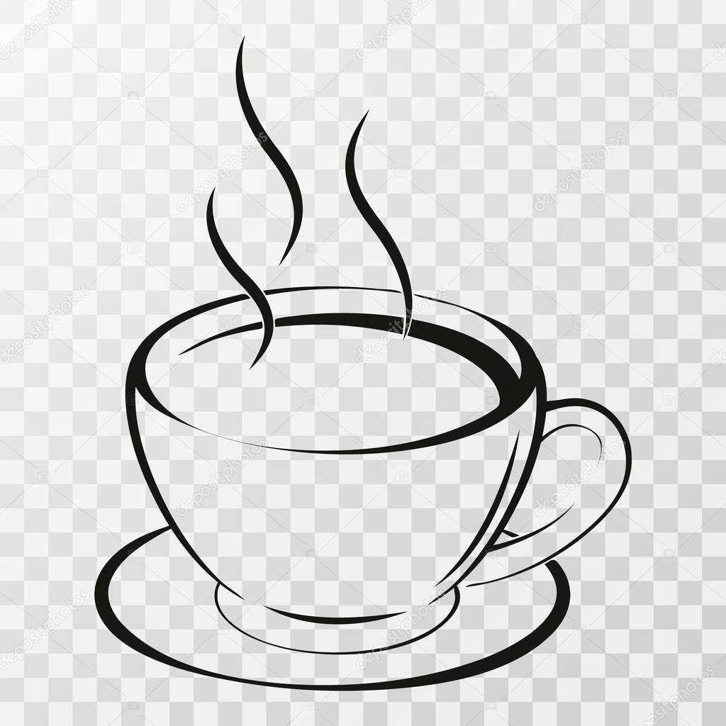 Espresso icon. Strong coffee in espresso cup and smoke. Vector Illustration.