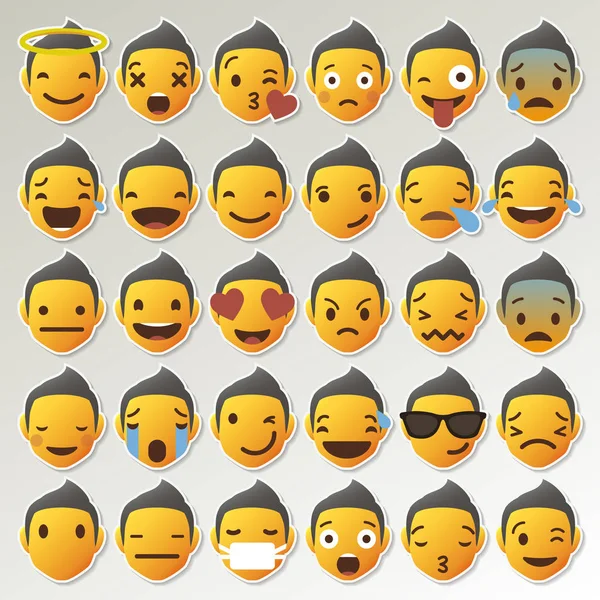 Emoji klistermärke set med skugga vektorillustration — Stock vektor