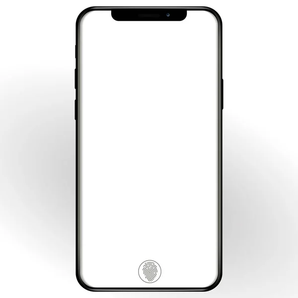電話、携帯電話、スマート フォン モックアップは、空白の画面で白い背景に分離されました。黒い色で正面現実的なベクトル イラスト携帯電話. — ストックベクタ