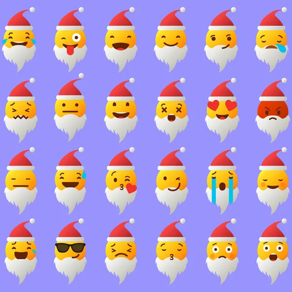 Emoji y triste conjunto de iconos de Año Nuevo sombrero. Ilustración vectorial — Vector de stock