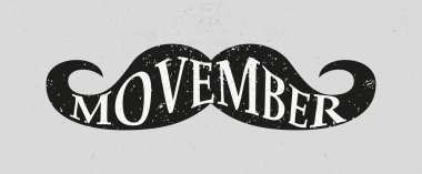 Movember veya Kasım erkek sağlığı farkındalık ay bıyık sembolü. Adam Movember prostat kanseri kampanya posteri veya başlığı karşı hiçbir tıraş Sosyal Dayanışma olay için vektör bıyık simgesi