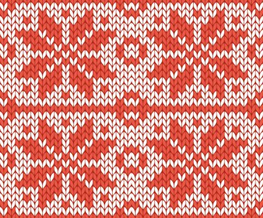 İskandinav tarzı ve İskandinav tarafından çapraz dikiş zanaat Noel desende kırmızı ve beyaz vektör çizim ilham