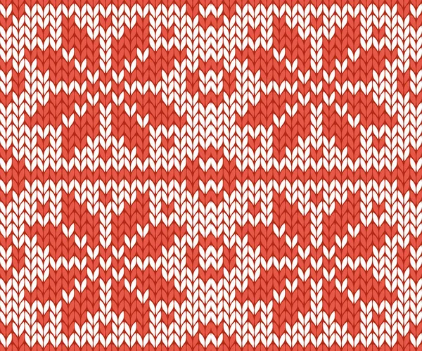 Stile nordico e ispirato al modello natalizio a punto croce scandinavo in rosso e bianco illustrazione vettoriale — Vettoriale Stock