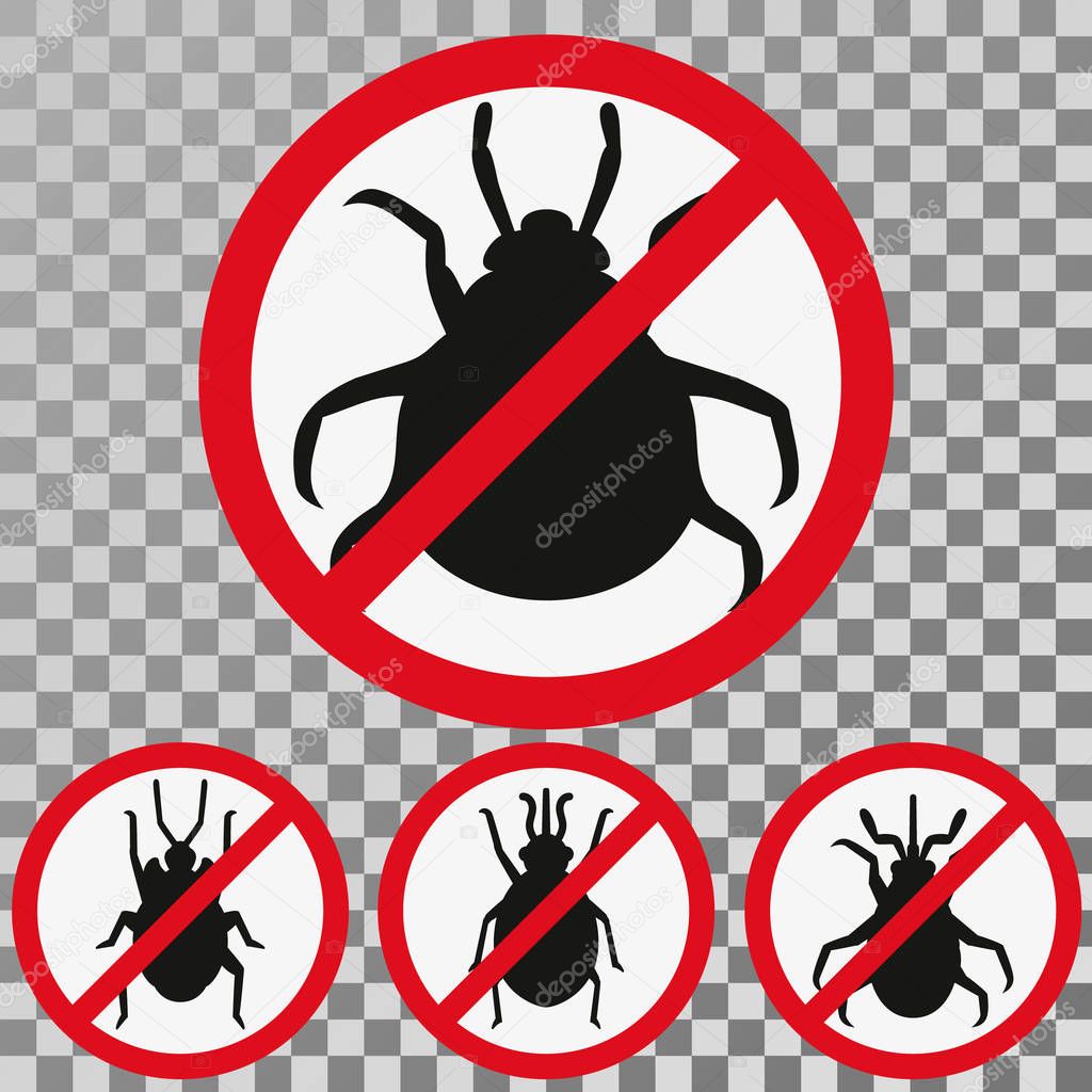 Anti bed bug emblem set on transparent background.