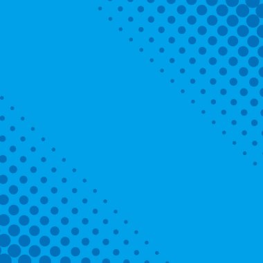 Noktalar desen çizgi roman teması ile çizgi roman pop sanat tarzı boş düzeni. Mavi bir arka plan üzerinde vektör çizim.