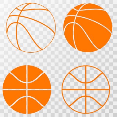 Basketbol Icons set. Vektör şeffaf arka plan üzerinde
