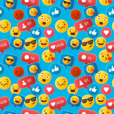 emoji seamless pattern on a white background. illustration clipart