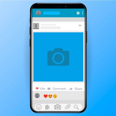 Ekranda siyah smartphone ile Facebook. Modern tasarım. Vektör çizim. Eps10.