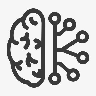 Cyberbrain satırı simgesi. Vektör yapay zeka beyin ince çizgi işareti kavramı