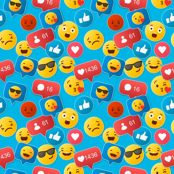 Emoji sömlösa mönster på en vit bakgrund. illustration — Stock vektor