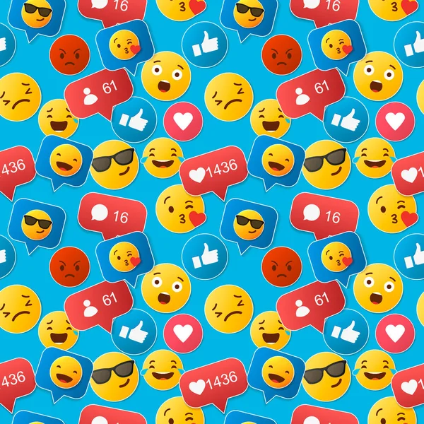 Beyaz bir arka plan üzerinde Emoji seamless modeli. illüstrasyon — Stok Vektör