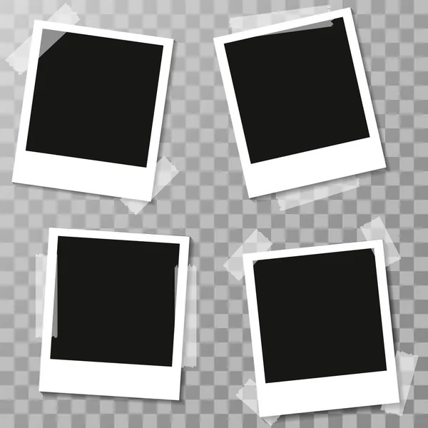 Saydam arka plan üzerinde gerçekçi polaroid fotoğraf çerçeveleri kümesi. Retro fotoğraf tasarım şablonu. Vektör çizim. Eps10