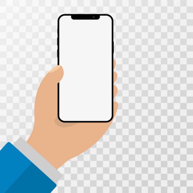 İnsan eli holding smartphone. Mobil cep telefonu düz vektör çizim