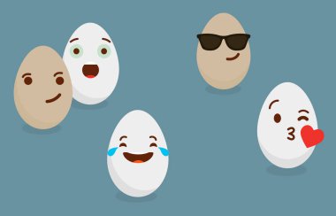 Gülümsüyor yumurta illüstrasyon. Vektör izole basit yumurta simgesi. yumurta duygular