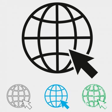 Internet simgesini. Web işareti - beyaz arka plan üzerinde izole basit düz tasarım gidin vektör. Online, e-posta, Web sitesi, simge seti
