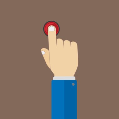 El basma kırmızı düğme, üst görünüm, düz biçim