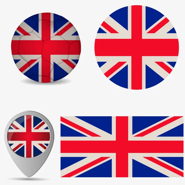 Uk der großen britischen Flagge, offiziellen Farben und Proportionen korrekt. National uk der großen britischen Flagge. Fußball in den Farben des Vereinigten Königreichs der großen britischen Flagge Vektor Illustration — Stockvektor