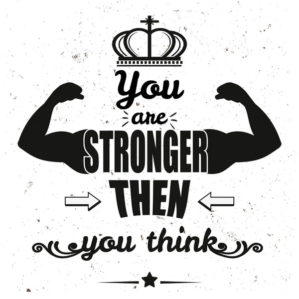 You are stronger than you think. Lettering doodle typographic poster. Motivational and inspirational vector illustration with quote. Home decoration design art — Stock Vector