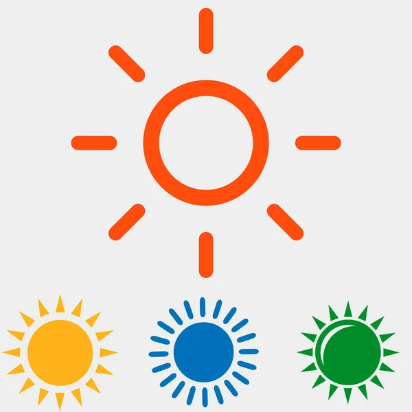 Conjunto de iconos de sol - diseño plano simple aislado sobre fondo blanco, vector — Vector de stock