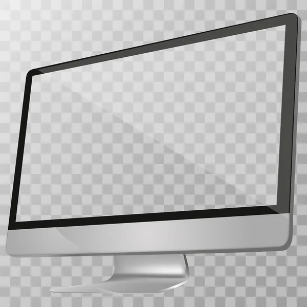 Moniteur d'ordinateur réaliste isolé sur fond transparent. Modélisation vectorielle. Illustration vectorielle . — Image vectorielle