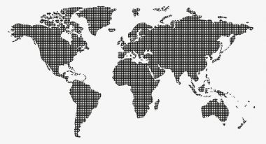 Dünya Haritası harita üzerinde beyaz vektör illüstrasyon izole küpleri yaptı.