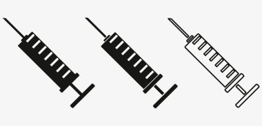 şırınga vektör logo üzerinde beyaz bir arka plan ayarlamak.