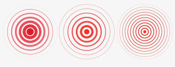 Rode ringen. Cirkel van de pijn. Symbool van de pijn. Rode concentrische maagpijn. Voor uw medische ontwerp. Transparante achtergrond vectorillustratie sjabloon — Stockvector