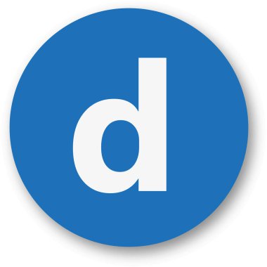 Gölge, vektör çizim ile mavi arka plan üzerinde d yazı tipi