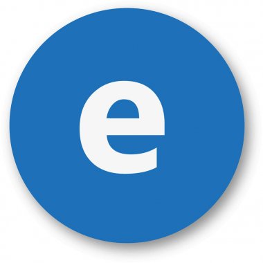 Gölge, vektör çizim ile mavi arka plan üzerinde e yazı tipi