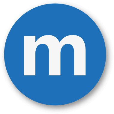 Gölge, vektör çizim ile mavi arka plan üzerinde m yazı tipi