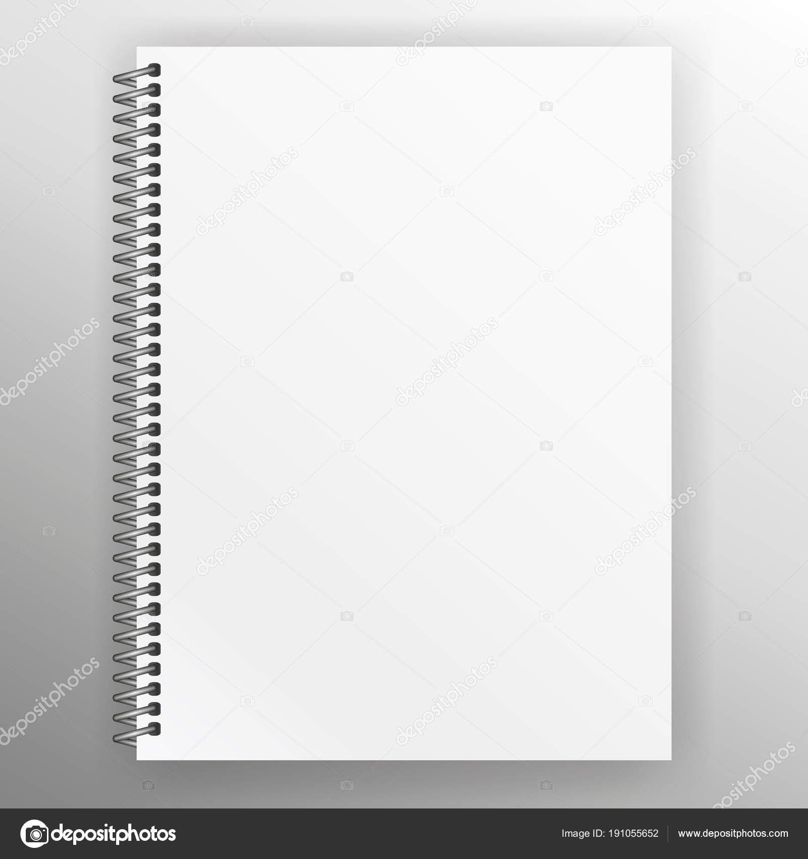 Blank realistic spiral notepad notebook isolated on white vector. Template  notebook. Blank cover design Stock Vector