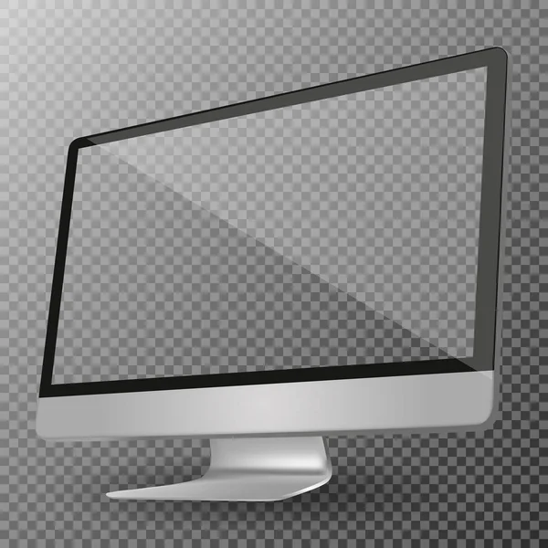 Monitor komputerowy z pustego ekranu na białym tle na przezroczystym tle — Wektor stockowy
