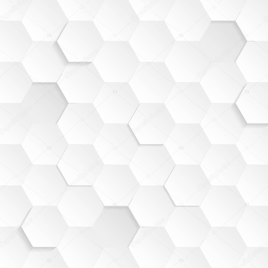 White background texture 3D. 3d illustration. Abstract paper Hexagon white Background ,light and shadow ,Vector