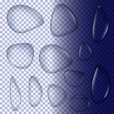 Gerçekçi şeffaf su kümesi bırakır. Vektör çizim.