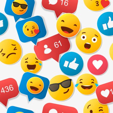 Beyaz bir arka plan üzerinde Emoji seamless modeli. illüstrasyon.