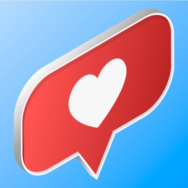 gibi izometrik simgesi, bildirim sosyal medya 3d tasarlamak vektör