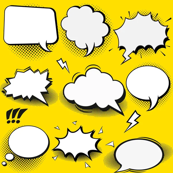 Vector Set Stickers Speech Bubbles Blank Empty White Speech Bubbles — Stock Vector