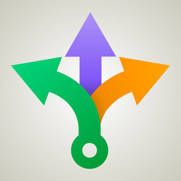 Трехсторонние стрелки. Символ простой цветной тройной стрелки
.