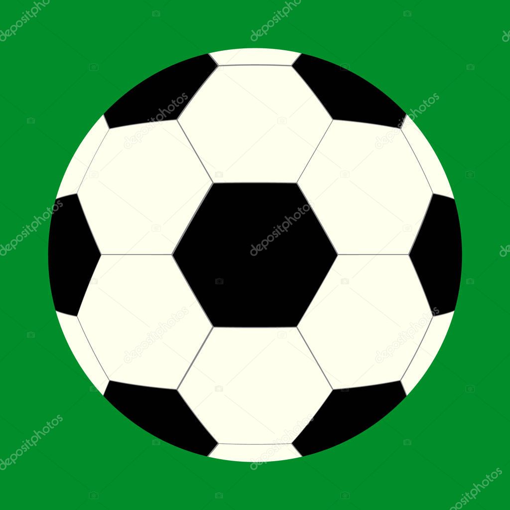 Football icon vector. soccerball flat icon isolated on green background.