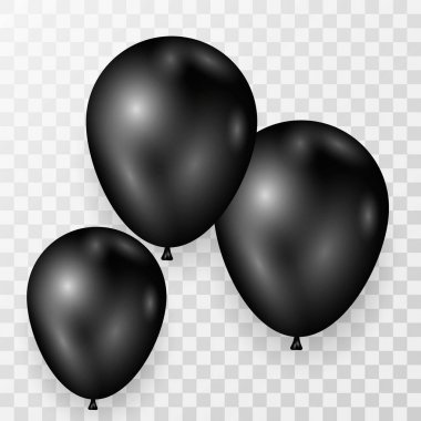 Siyah gerçekçi balonlar. Siyah top tasarımcıları ve Ressamlar için şeffaf bir arka plan üzerinde izole. Balonlar bir vektör çizim olarak