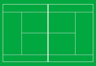 Tenis Kortu. Tenis Kortu çim ile. Üstten görünüm. Vektör