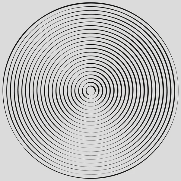 Círculos concéntricos, anillos concéntricos. Gráficos radiales abstractos . — Archivo Imágenes Vectoriales