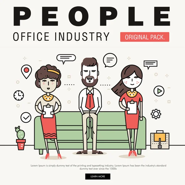 近代的なオフィスの人々 産業。コワーキング創造的会議チームワーク要素. — ストックベクタ
