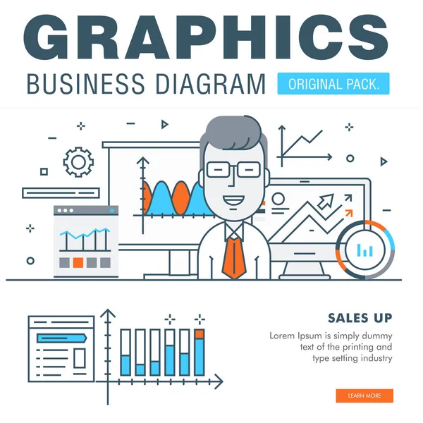 Gráficos comerciales de la industria moderna de oficinas . — Vector de stock