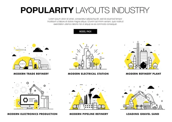 Popularidade layouts modernos indústria global — Vetor de Stock