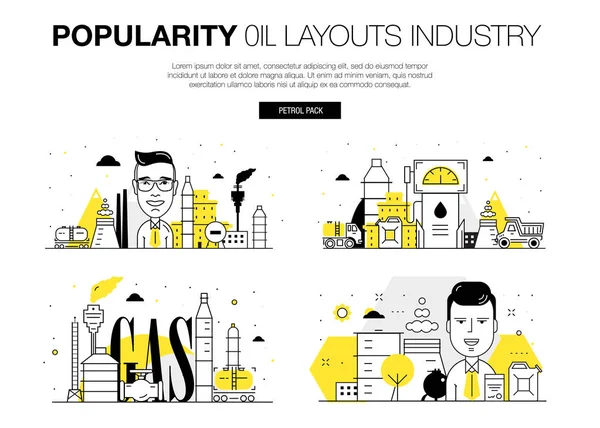 Popularidade moderna layouts indústria petrolífera em novo estilo de linha plana — Vetor de Stock