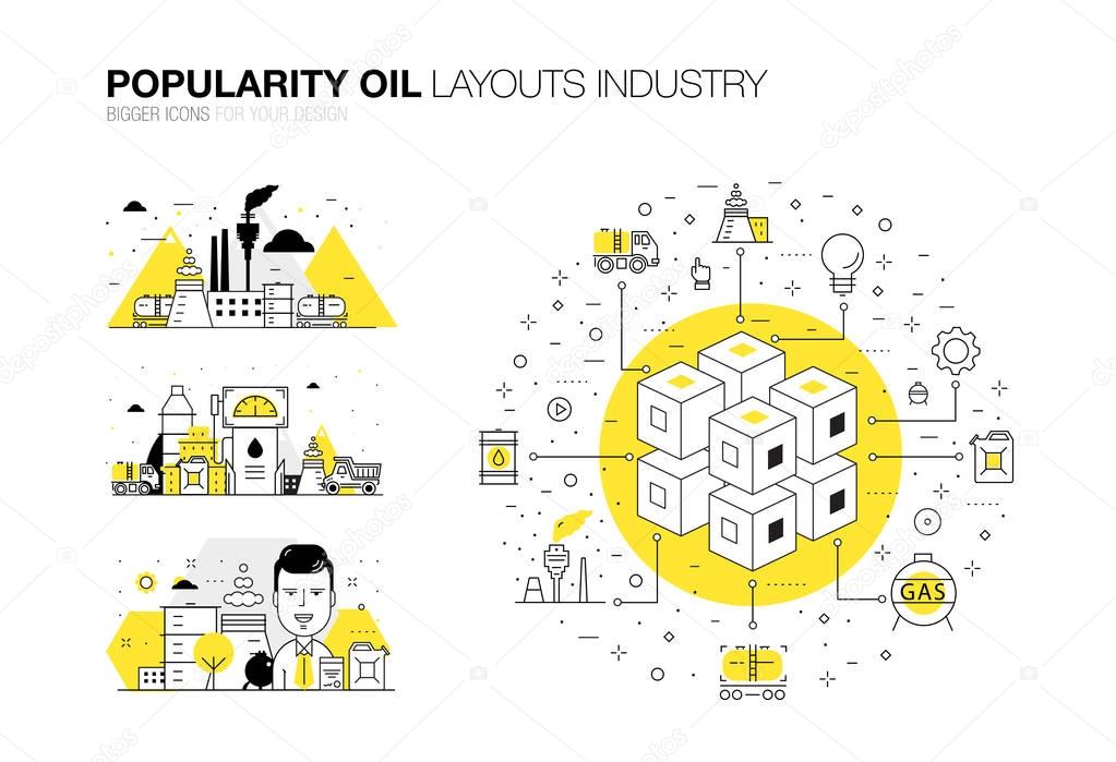 Popularity modern layouts oil industry in new flat line style